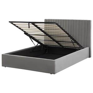 Beliani VION Bed met opberger Grijs 140x200