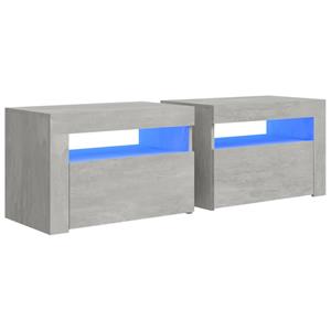VidaXL Nachtkastjes 2 st met LED's 60x35x40 cm betongrijs