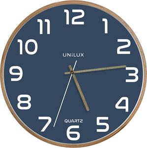 Unilux wandklok Baltic, diameter 30,5 cm, houten frame, blauw
