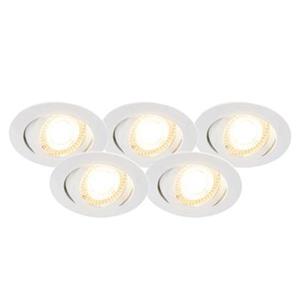 QAZQA Set mit 5 Einbaustrahlern weiß inkl. LED 3-stufig dimmbar - Mio