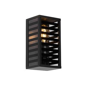 QAZQA Moderne buiten wandlamp zwart met smoke glas 26 cm IP44 - Reims