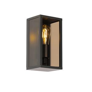 QAZQA Wandlamp zwart met smoke glas 26 cm IP44 - Charlois