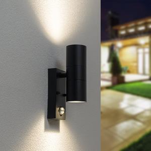 HOFTRONIC™ Blenda wandlamp - 4000K neutraal wit - Bewegingsmelder en schemerschakelaar - Zwart - IP44 spatwaterdicht - Up & Downlight voor buiten