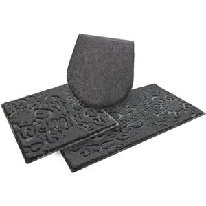 Badematte Sophia Grund, Höhe 22 mm, rutschhemmend beschichtet, Polyester, rechteckig, 3-tlg. Hänge-WC Set, Hoch-Tief-Struktur, Made in Europe