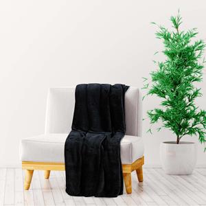 VIDAXL Bettüberwurf Decke Schwarz 130x170 cm Polyester, 