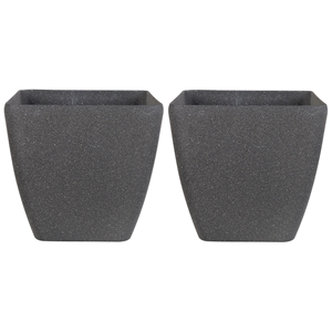 BELIANI Bloempot set van 2 grijs 49 x 49 x 49 cm ZELI