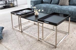 Invicta Interior Salontafel Elements 3-delige set zwart dienblad/ 41356