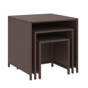 VidaXL Tafeltjesset 3 st poly rattan bruin