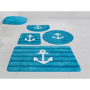 my home Badematte "Anker", Höhe 12 mm, rutschhemmend beschichtet, weiche Haptik, Design mit Anker & Streifen, maritim
