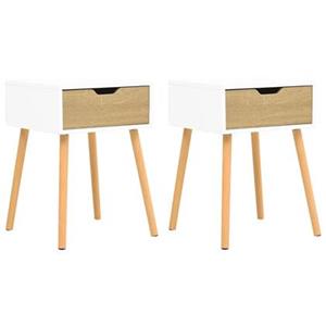 VidaXL Nachtkastjes 2 st 40x40x56 cm spaanplaat wit en sonoma eiken