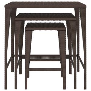 vidaXL Tafeltjesset 3 st poly rattan bruin