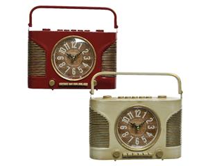 Klok ijzer radio l22.5b7.5h21 cm assorti