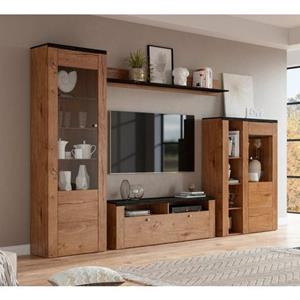 Home affaire Wandmeubel Larona, aanbouwwand, set van 4 delen bestaande uit 1 tv-board, 1 highboard, 1 vitrine, 1 wandplank (set, 4 stuks)