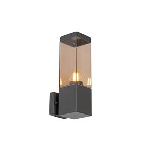 QAZQA Moderne buiten wandlamp donkergrijs met smoke - Malios