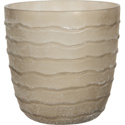 Clayre & Eef Theelichthouder Ø 13x13 cm Beige Glas Rond Waxinelichthouder