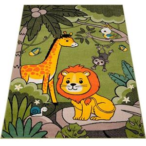PACO HOME Kinderteppich ECE 958, rechteckig, Kurzflor, Motiv süße Zoo Tiere, Kinderzimmer