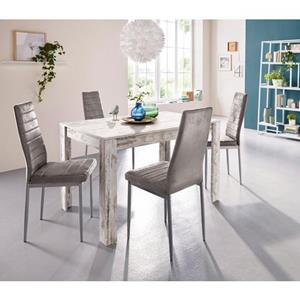 INOSIGN Eethoek 0 met eettafel lynn, breedte 120 cm en 4 x stoel kate (set, 5-delig)