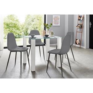 INOSIGN Eethoek met glazen tafel, breedte 80 cm (set, 5-delig)