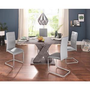 INOSIGN Eethoek met 4 stoelen en tafel in cement-look (set, 5-delig)