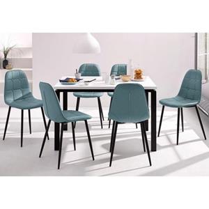 INOSIGN Eethoek Sabine + Luna Eettafel, breedte 120 cm en 4 eetkamerstoelen, overtrekstof in imitatieleer (set, 5-delig)