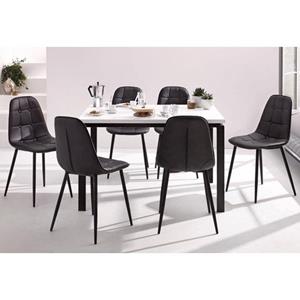 INOSIGN Eethoek Sabine + Luna Eettafel, breedte 120 cm en 4 eetkamerstoelen, overtrekstof in imitatieleer (set, 5-delig)