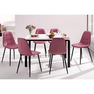 INOSIGN Eethoek Sabine + Luna Eettafel, breedte 160 cm en 4 eetkamerstoelen, overtrekstof in imitatieleer (set, 5-delig)