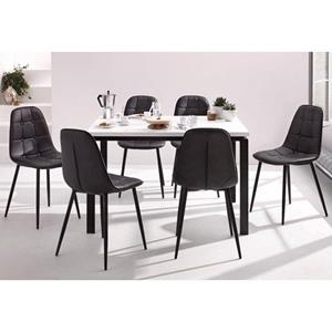 INOSIGN Eethoek Sabine + Luna Eettafel, breedte 160 cm en 4 eetkamerstoelen, overtrekstof in imitatieleer (set, 5-delig)