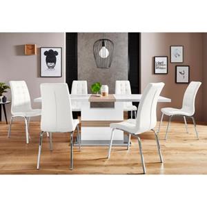 INOSIGN Eethoek Perez/paars met 4 stoelen, tafel uittrekbaar, breedte 160-200 cm (set, 5-delig)