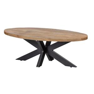Industrielemeubelshop Mangohouten salontafel Max naturel ovaal met matrixpoot