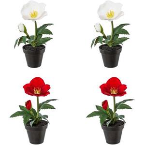 Creativ green Winterse kunstplant Kerst versiering (4 stuks)