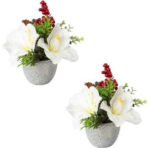 Creativ green Winterse kunstplant Kerst versiering (2 stuks)