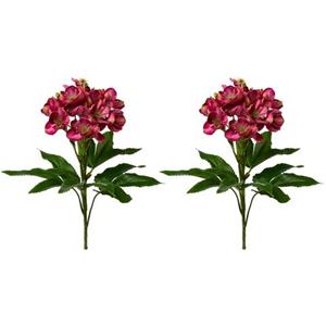 Creativ green Winterse kunstplant Kerst versiering (2 stuks)