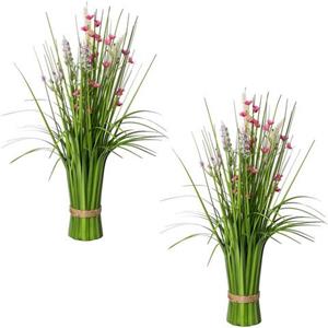 Creativ green Kunstgras Staande grasstruik met bloemen