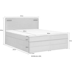Leonique Boxspringbett Adil (5-St), mit LED Beleuchtung, inkl. Komfortschaum-Topper