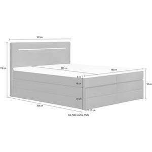 Leonique Boxspringbett Christer (4-St), mit LED Beleuchtung