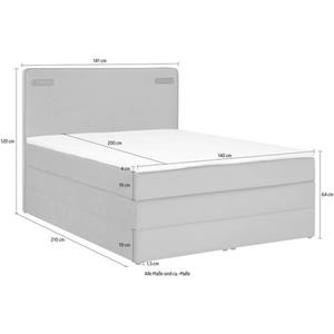 Leonique Boxspringbett Adil (5-St), mit LED Beleuchtung, inkl. Komfortschaum-Topper