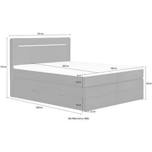 Leonique Boxspringbett Christer (4-St), mit LED Beleuchtung