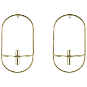 BELIANI Set van 2 Metalen Wandkandelaars Goud CAVIANA