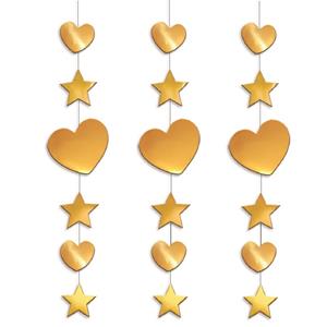 3x stuks gouden hart decoratie 90 cm -