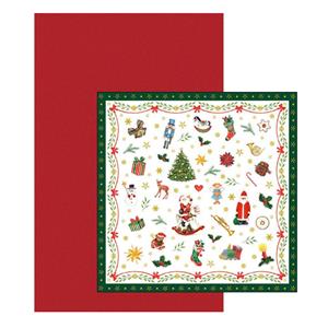 Papieren tafelkleed/tafellaken rood inclusief kerst servetten -