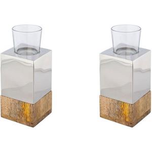 Creativ home Waxinelichthouder Kerzenhalter Tower (set, 2 stuks)