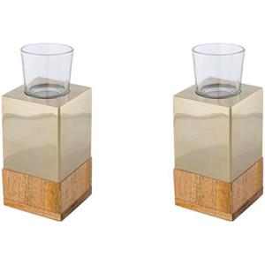 Creativ home Waxinelichthouder Kerzenhalter Tower (set, 2 stuks)