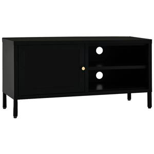vidaXL Tv-meubel 90x30x44 cm staal en glas zwart