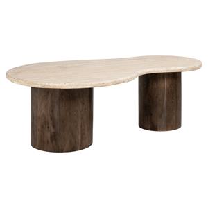 Richmond Interiors Richmond Salontafel Douglas Organisch, Mangohout en Travertine,120 x 70cm - Bruin