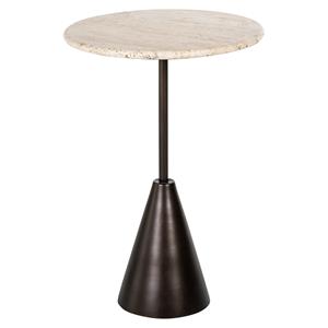 Richmond Interiors Richmond Ronde Bijzettafel Avalon Travertin, 39cm - Brons