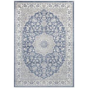 White Label Vintage Vloerkleed Keshan Zilver - 160x230cm - Blauw Vintage Vloerkleed - 123vloerkleed.nl is de online webshop voor vloerkleden en woonaccessoires.