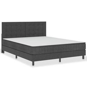 vidaXL Boxspring stof donkergrijs 160x200 cm