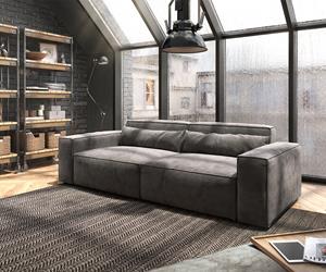 DELIFE Big-Sofa Sirpio L 260x110 cm Mikrofaser Khakibraun mit Hocker