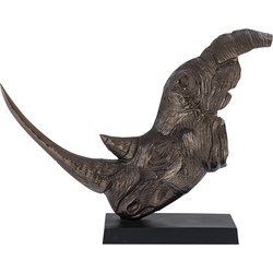 PTMD Collection PTMD Iriss Brass casted alu rhino statue black base