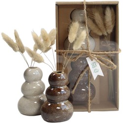 GIFT ATELIER Giftset Vaasjes Met Droogbloemen Naturel